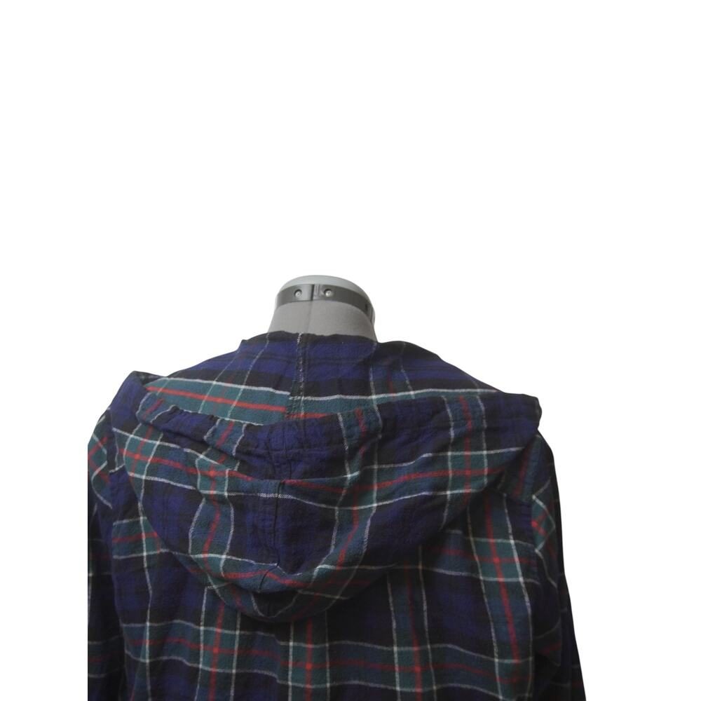 L.L.Bean Plaid Flannel Hoodie Jacket Large Petite Cotton Full Zip - Picture 7 of 13